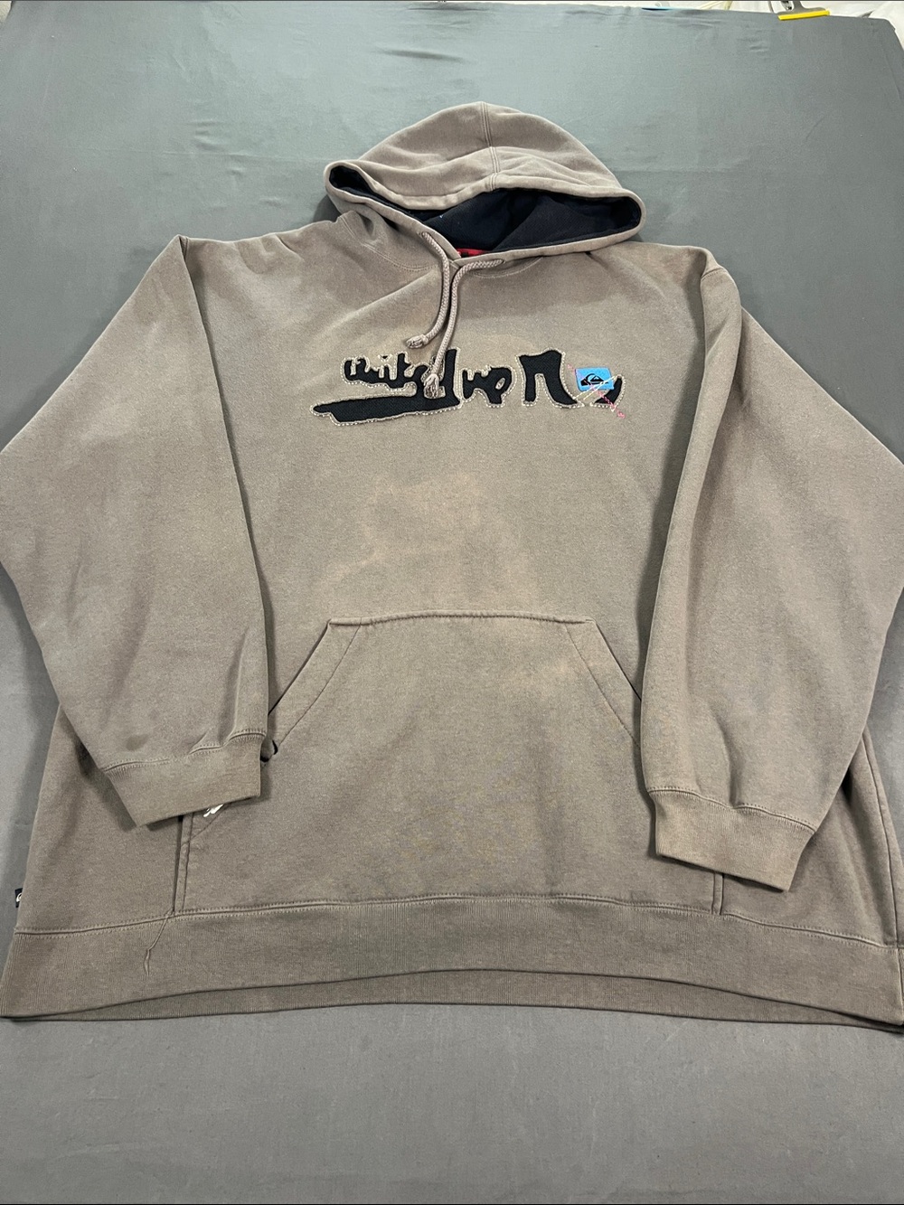 Quiksilver Vintage Men's Taupe Hooded Pullover with Embroidered Logo